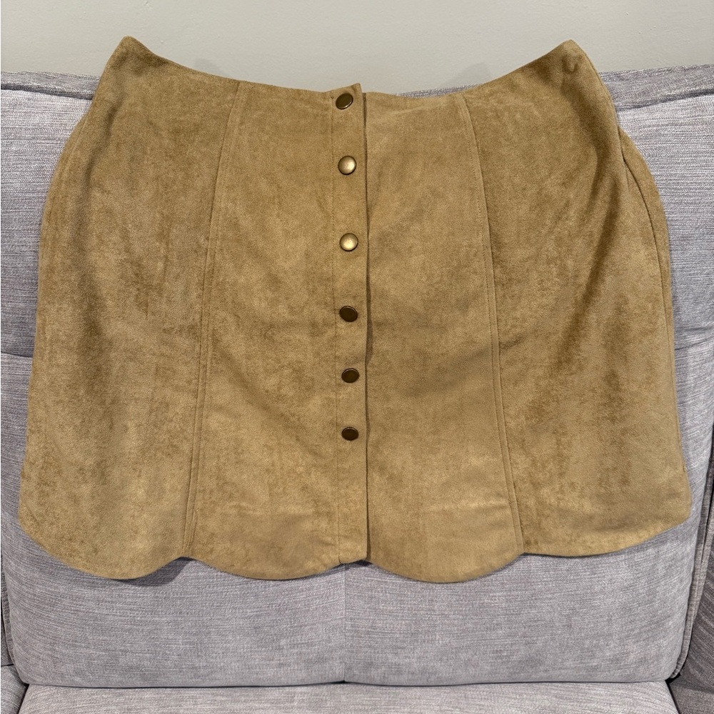 Francesca’s Camel Suede Mini Skirt